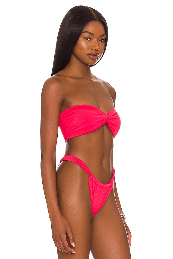 view 2 of 4 Ruched Bandeau Bikini Top in Pink