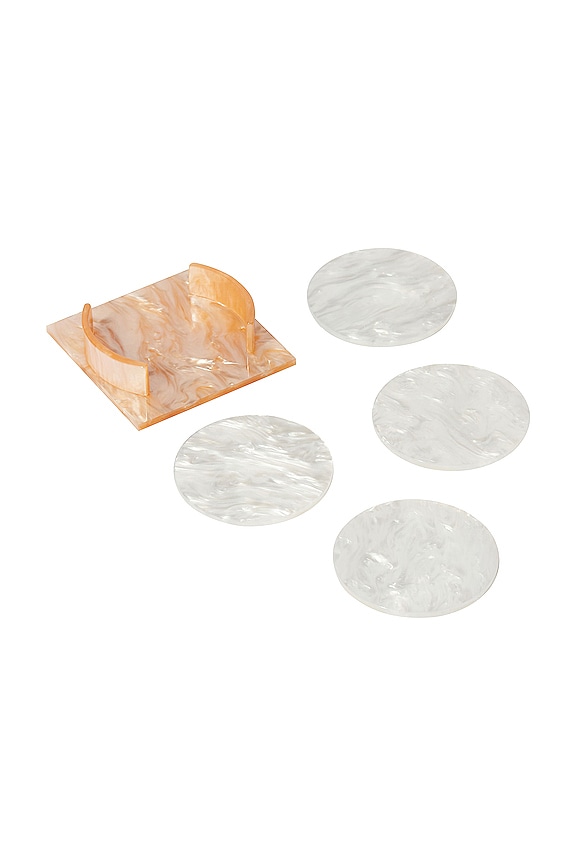 view 1 of 3 Round Acrylic Coaster Set in White