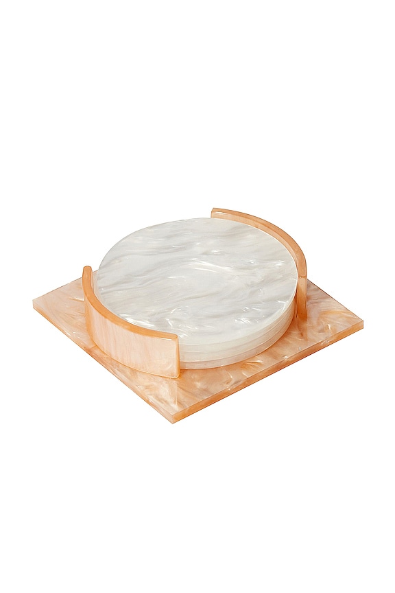 view 2 of 3 Round Acrylic Coaster Set in White