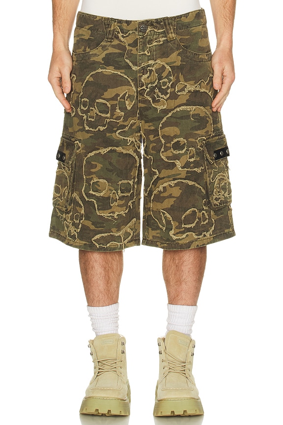view 1 of 4 Skull Camo Shorts in Green Camo