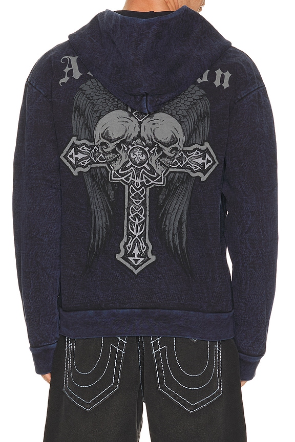 view 2 of 5 Seeker Long Sleeve Zip Hoodie in Blue & Black Lava Tint