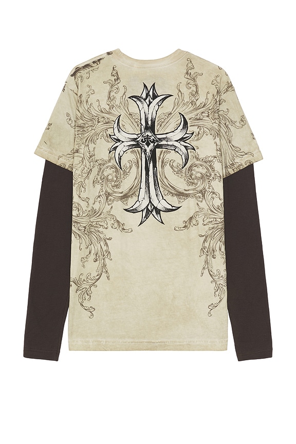 view 2 of 4 Jump Tee in Sand Oil Stain & Choc Brown