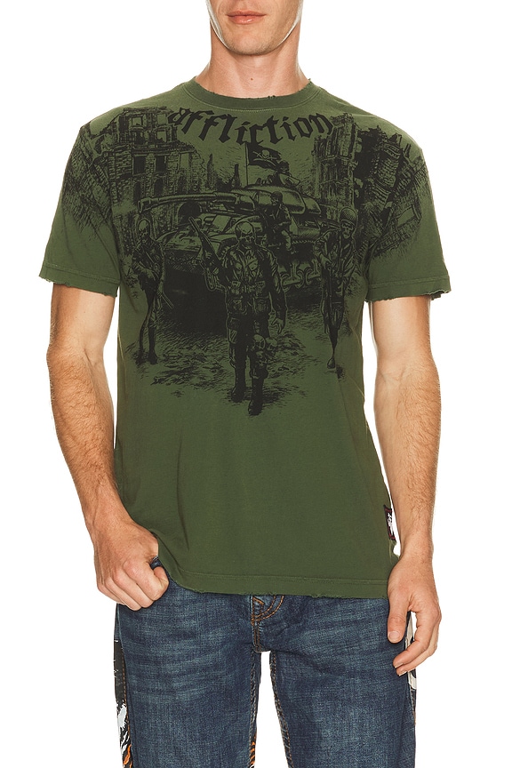 view 1 of 5 Ghost Army Short Sleeve Tee in Military Green Potassium Spray