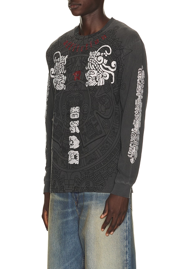 view 2 of 6 x Fuerza Regida Historia Long Sleeve Tee in Black Pigment Dye