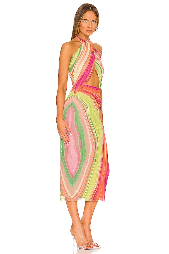 view 2 of 3 TANA 미디 원피스 in Abstract Spring Wave