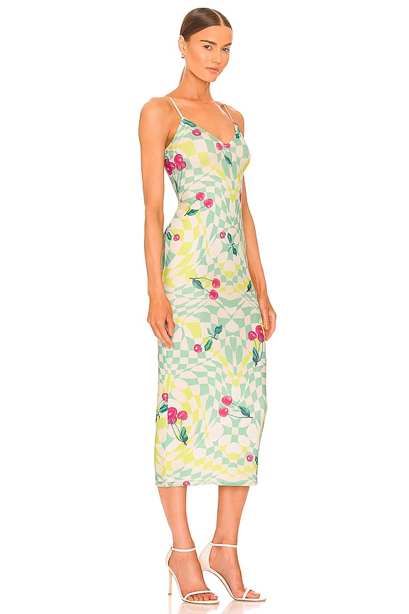 view 2 of 3 Amina Mesh Slip Midi Dress in Mint Cherry