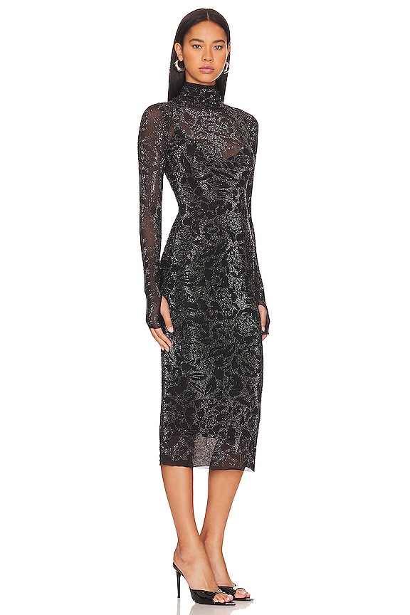 view 2 of 4 Shailene Rosette Rhinestone Dress in Noir