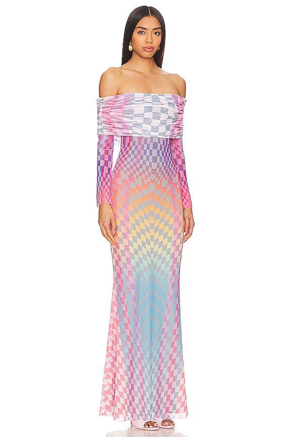 view 2 of 3 Thelma Dress in Grid Ombre