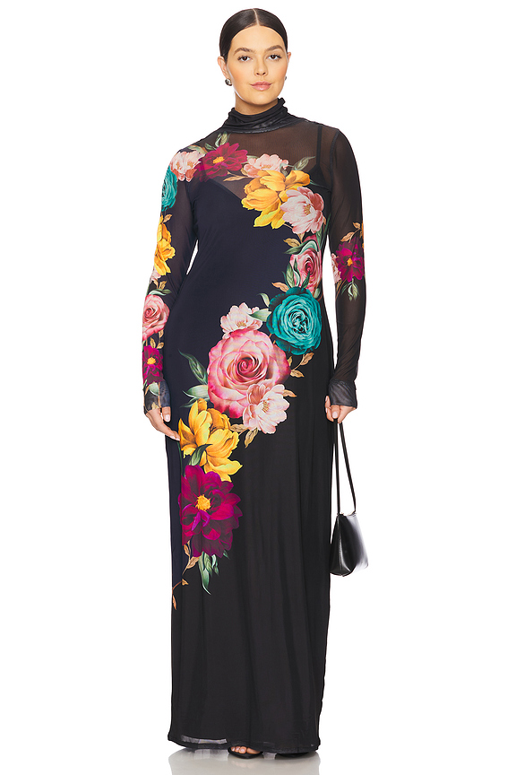 view 2 of 6 ROBE LONGUE AVEC MANCHES LONGUES BILLIE in Navy Block Floral