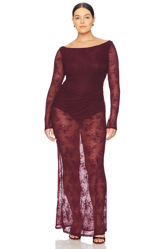 view 2 of 6 ROBE LONGUE EN DENTELLE TRIN in Fig