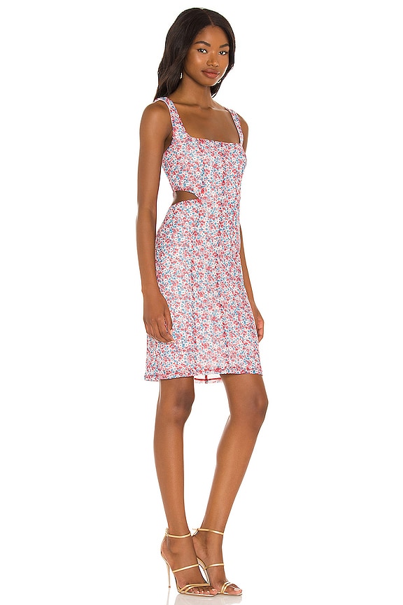 view 2 of 3 ALIDA ドレス in Red & Aqua Ditsy