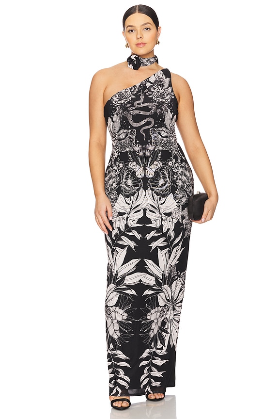 view 2 of 6 ROBE MAXI DOS-NU in Tonal Botanical