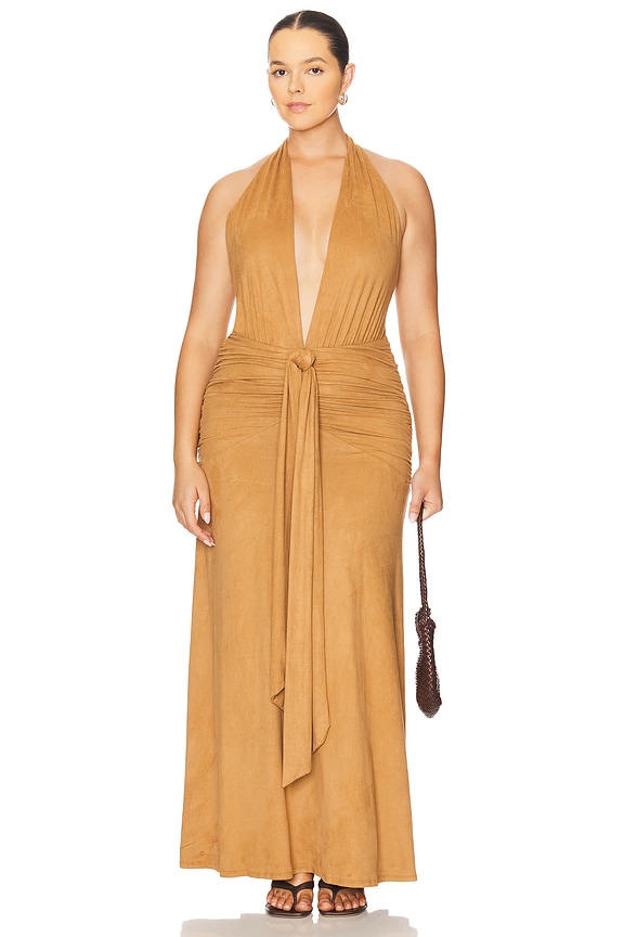 view 2 of 3 Heidi Suede Dress in Caramel