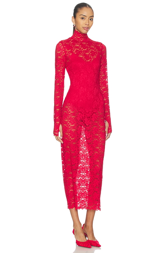 view 2 of 3 VESTIDO JOYSEL SILKEN LACE in Poppy Red