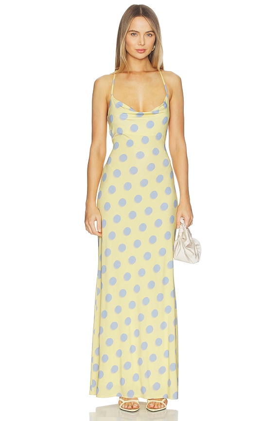 view 2 of 5 Kim Dress & Hair Wrap Set in Butter Blur Dot