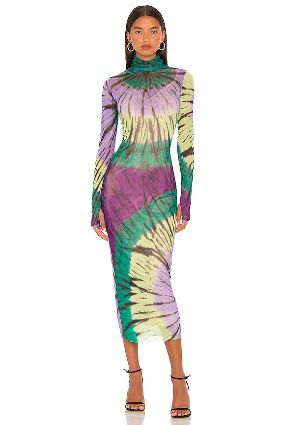 view 1 of 3 ROBE MI-LONGUE SHAILENE in Green Halo Tie Dye