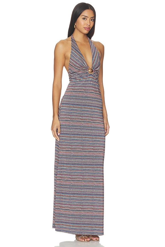view 2 of 4 Huston Shiny Knit Dress in Chevron Stripe