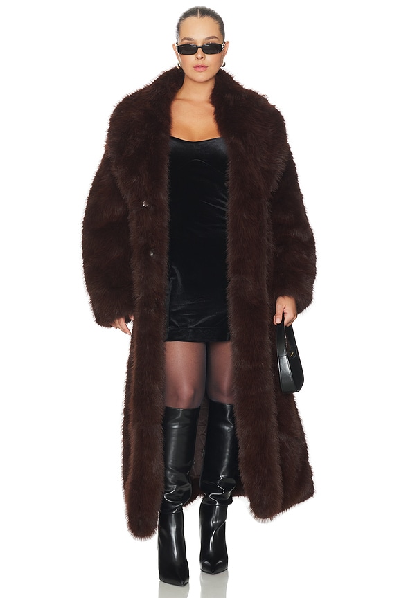 view 2 of 8 Lisbon Maxi Faux Fur Coat in Java