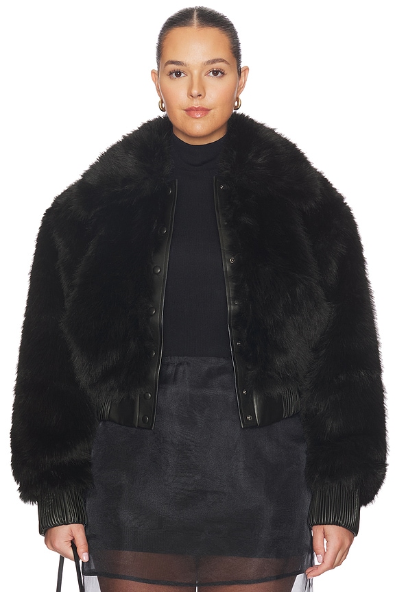 view 2 of 8 Adelaide Faux Fur Bomber Jacket in Noir Fur