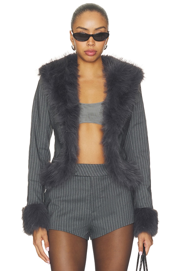 view 2 of 6 Clarra Jacket in Grey Stripe