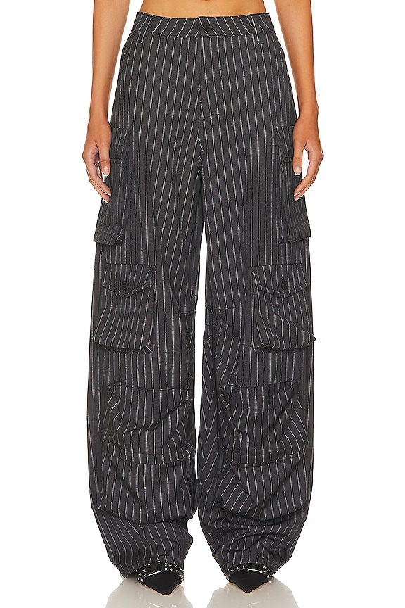 AFRM Parker Cargo Pant in Charcoal White Pinstripe | REVOLVE