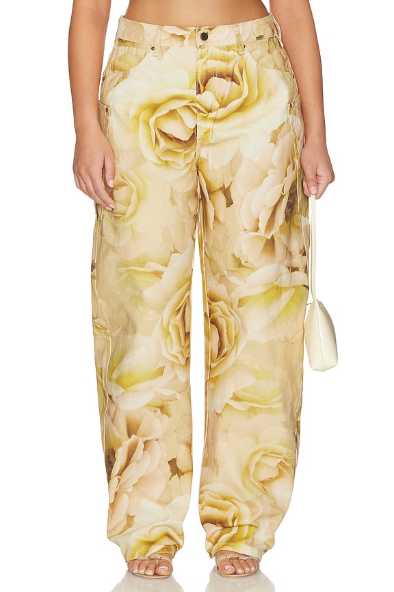 view 2 of 11 The Hr Chippy Barrel Pant in Gold Rose Print