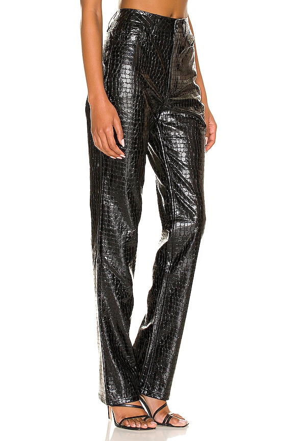 view 2 of 4 PANTALON HESTON in Black Croc Pleather