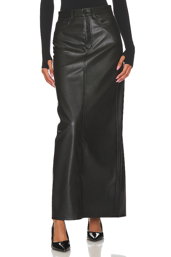 AFRM Amiri Faux Leather Maxi Skirt in Noir | REVOLVE