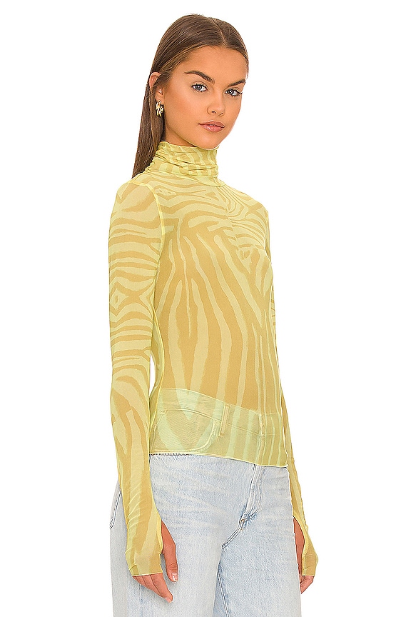view 2 of 4 ZADIE MESH タートルネックトップ in Yellow Zebra