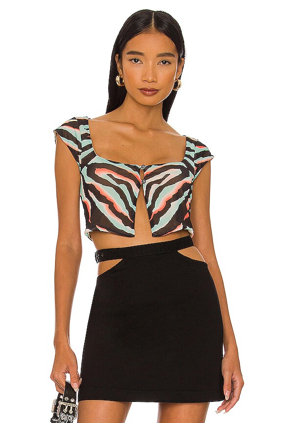 view 1 of 4 Nylah Crop Top in Teal Zebra