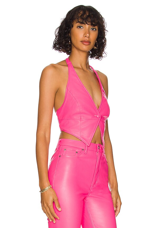 view 2 of 4 Marin Vegan Leather Top in Azalea Pink