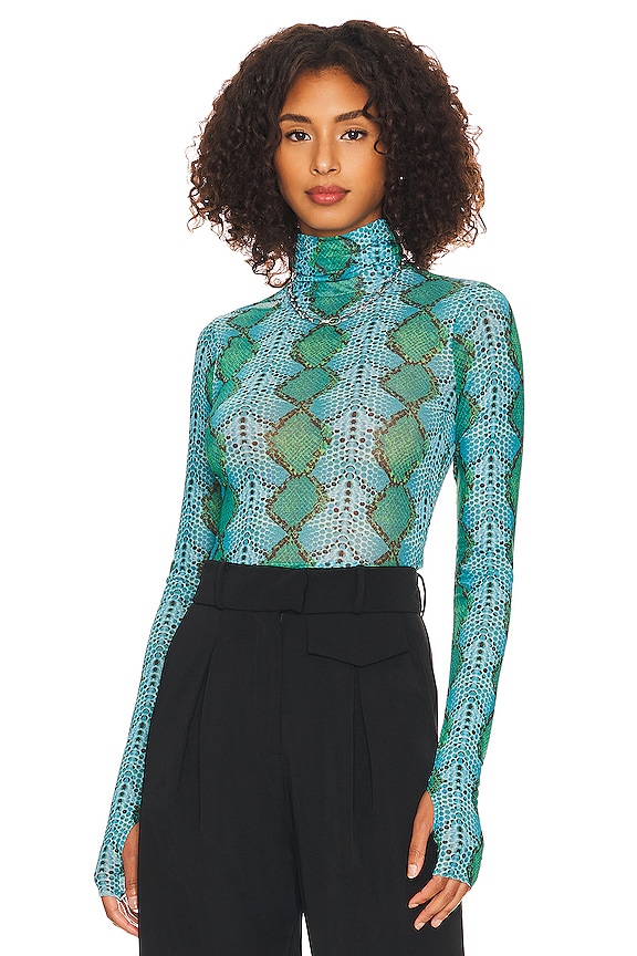 AFRM Zadie Top in Teal Snake | REVOLVE