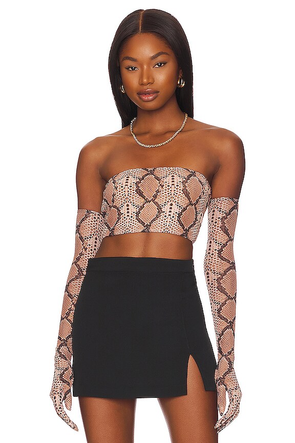 view 1 of 5 Steena Top & Gloves in Neutral Snake