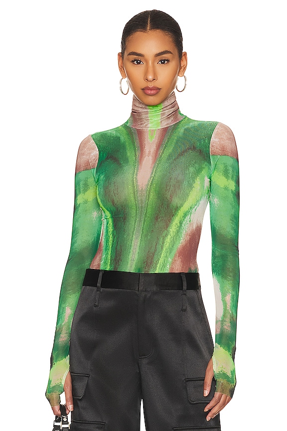AFRM Zadie Top in Green Watercolor | REVOLVE