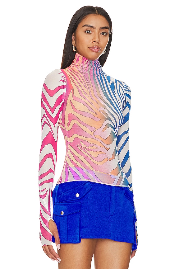 view 2 of 4 Zadie Turtleneck Top in Spring Multi Zebra