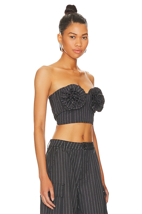 view 2 of 5 Kiko Top in Charcoal White Pinstripe