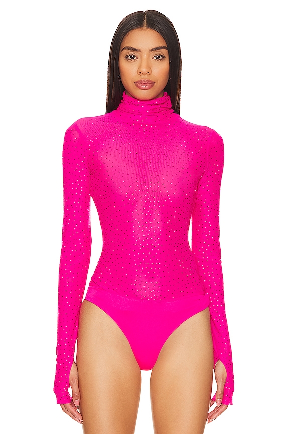 view 2 of 6 MILO ラインストーンボディスーツ in Glow Pink