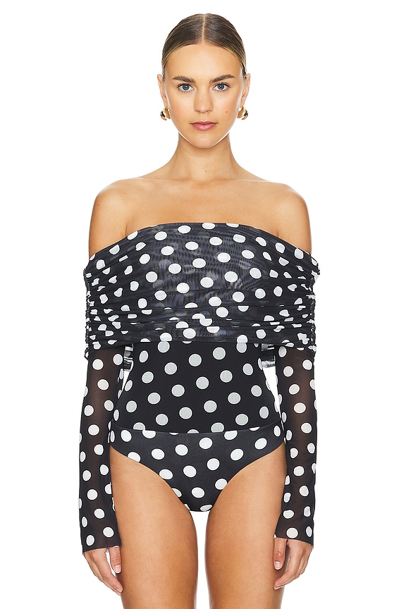 view 2 of 5 Maxine Bodysuit in Diagonal Dot