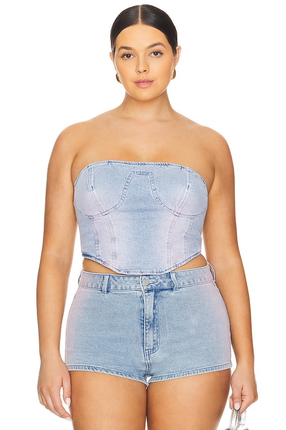 view 2 of 8 Reid Bustier in Blue Pink Denim Wash