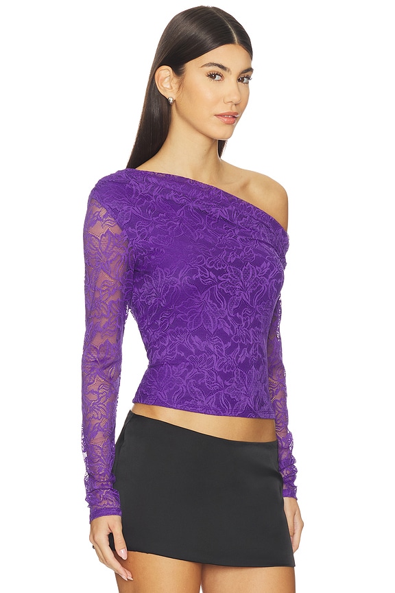 view 2 of 5 Barry Fine Lace Top in Deep Violet