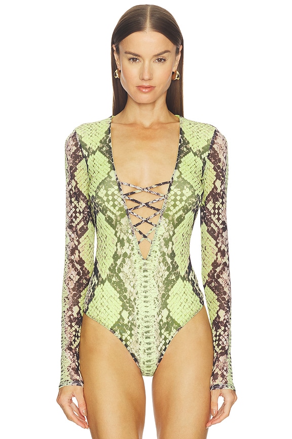 view 2 of 5 Eaton Bodysuit in Lime Snake