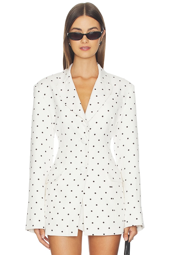 view 1 of 5 Jade Top in Blanc Pin Dot in White Mini Dot
