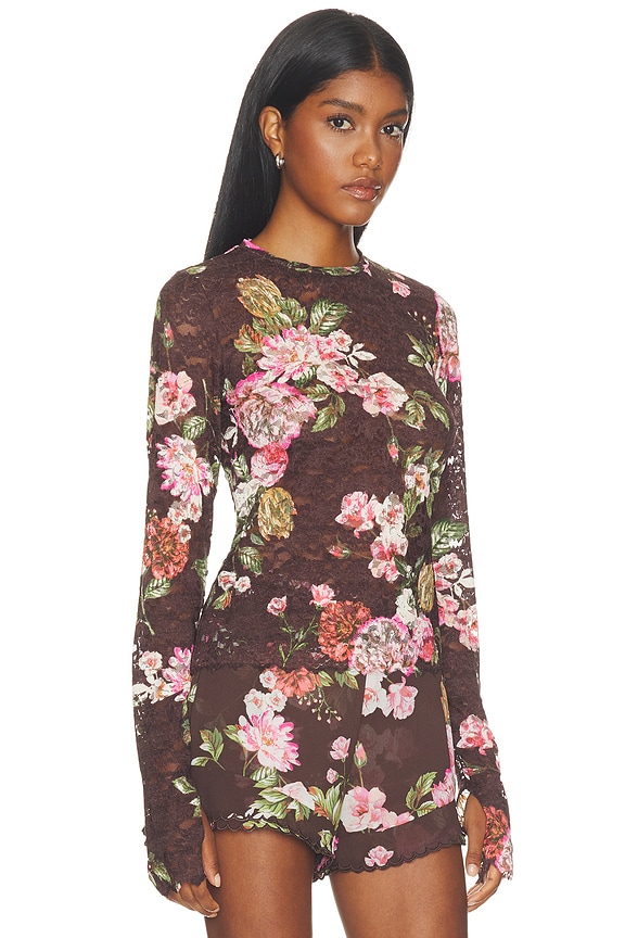 view 2 of 4 Kaylee Silken Lace Top in Chocolate Rose