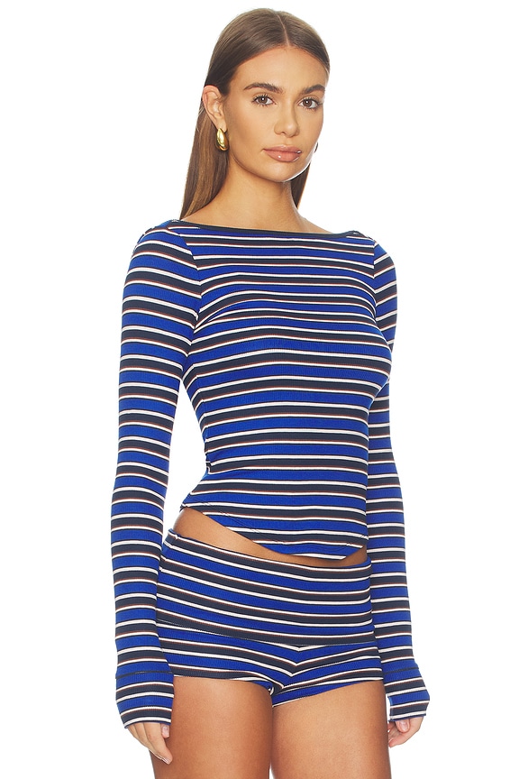 view 2 of 5 Madsen Top in Indigo Stripe