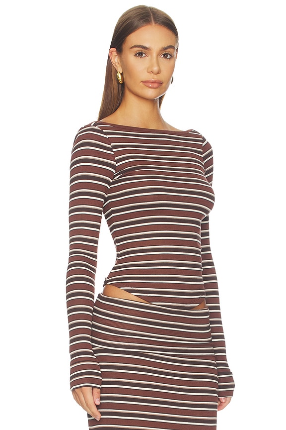 view 2 of 5 Madsen Top in Chocolate Stripe