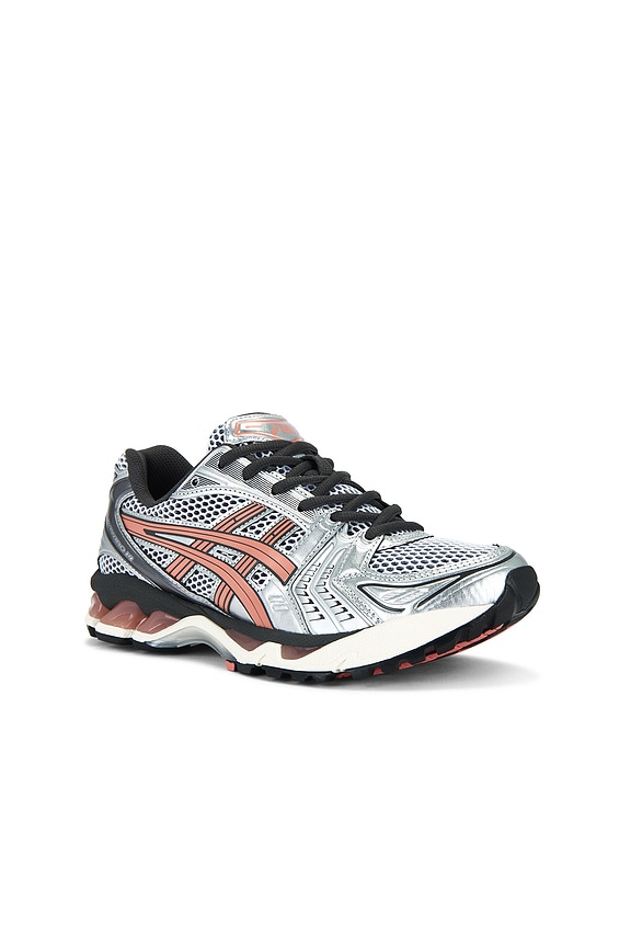 view 2 of 6 GEL-KAYANO 14 Sneaker in White & Papaya