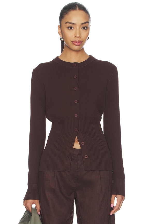 view 1 of 4 Ruby Knitted Cardigan in Chocolate