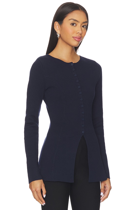 view 2 of 4 Daphne Waisted Knit Cardigan in Navy