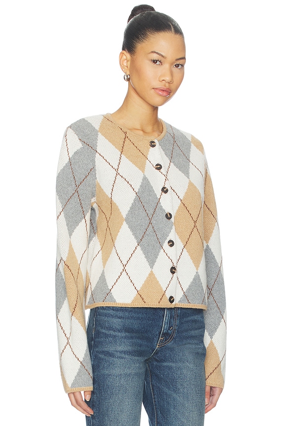 view 2 of 4 Aggie Merino Argyle Cardigan in Beige Mix