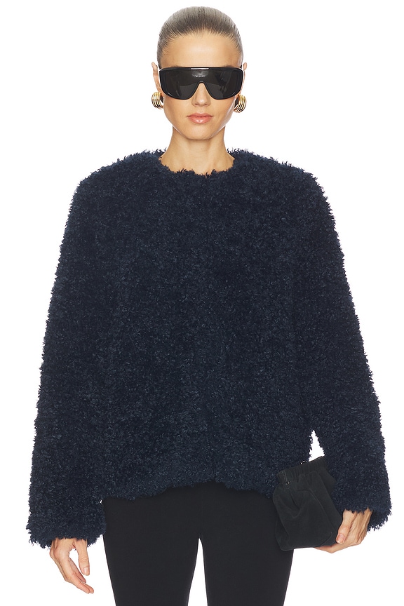 view 2 of 5 BLOUSON IMITATION MOUTON RETOURNÉ FRANCIE in Navy